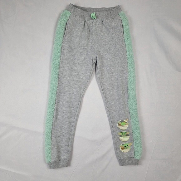 Star Wars Baby Yoda Grogu Fluffy Leg Sweatpants Lounge Pants Green Large - Picture 1 of 5